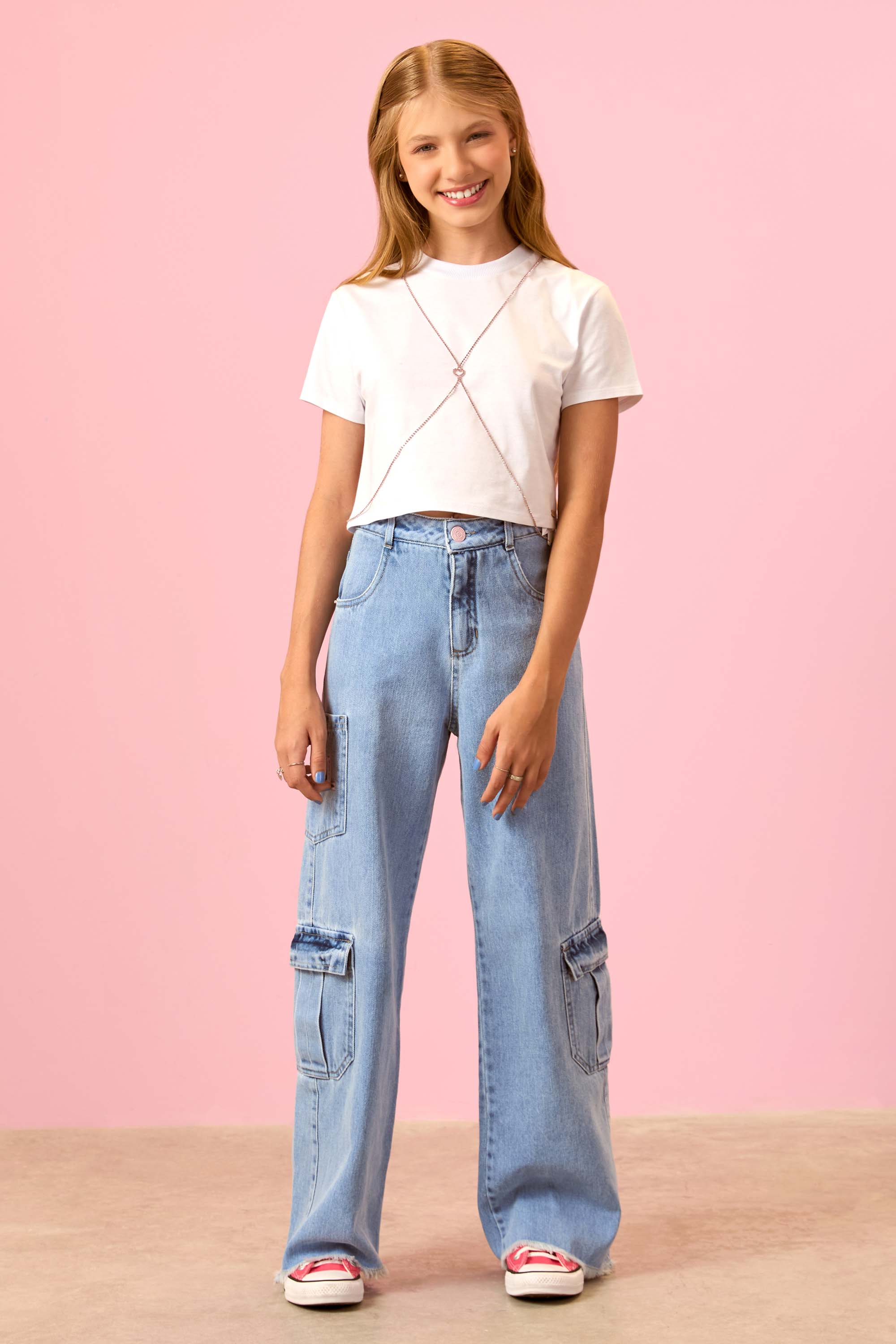T-shirt Cropped Vanilla Cream Branca Moda Casual Feminina