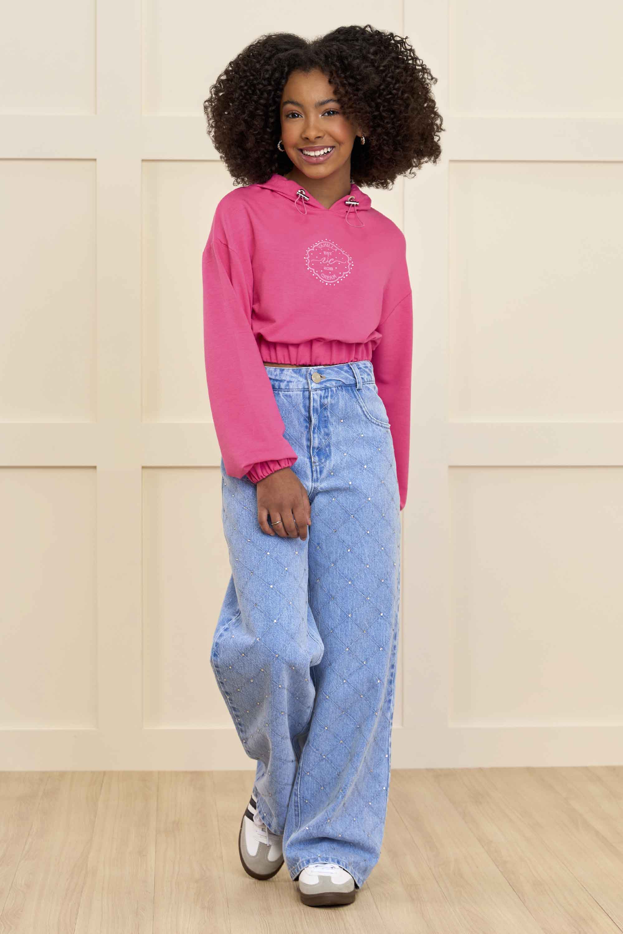 Moletom Cropped com Capuz Vanilla Cream